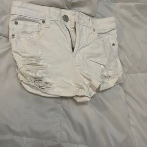 White jean shorts AE